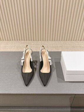 Christian Dior J'Adior Slingback Heels Beige, Iconic J'Adior Embroidered Ribbon